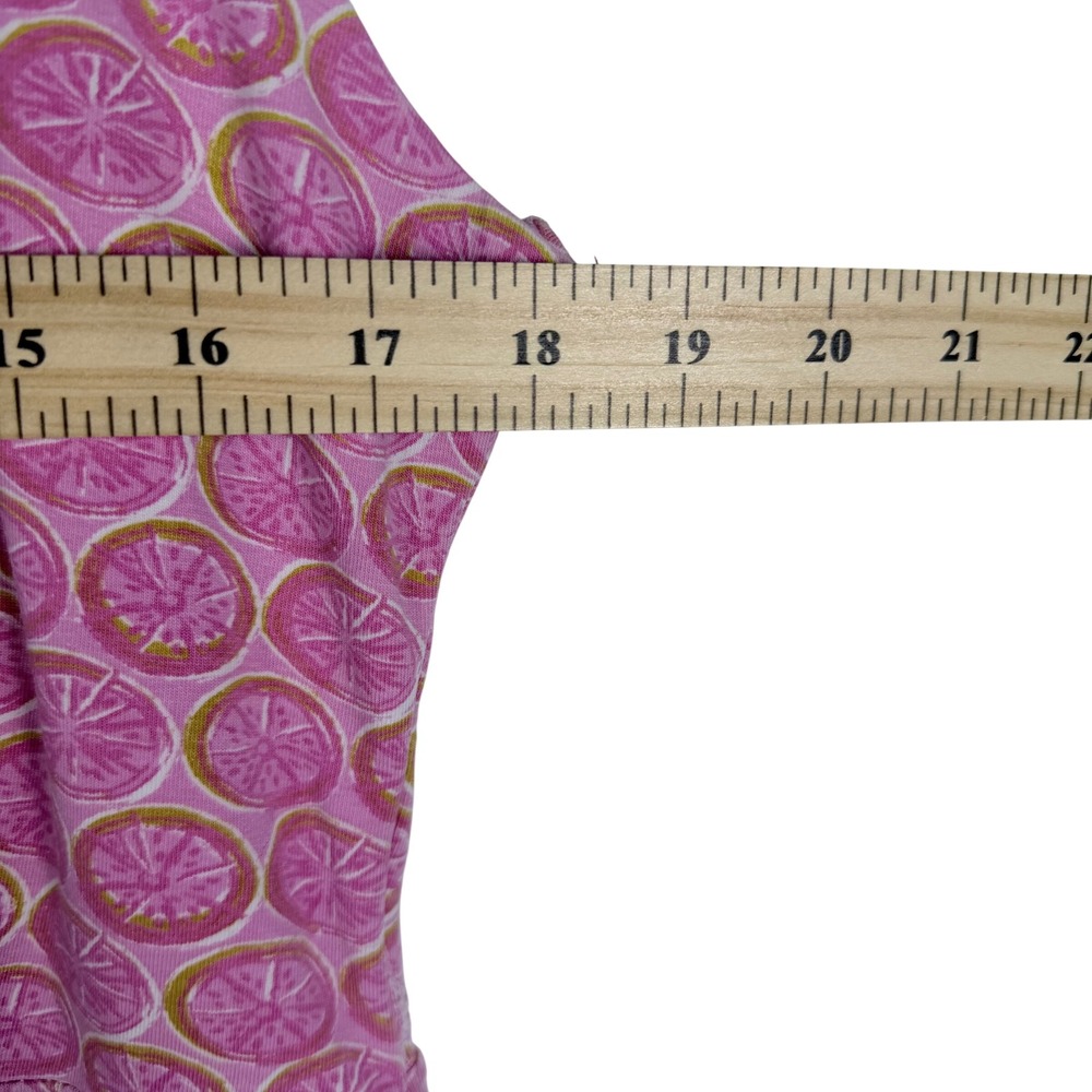 Coastal Fresh Produce Pink Citrus Fruit Print Wrap Dress XL Sleeveless  *Flawed - Picture 9 of 12